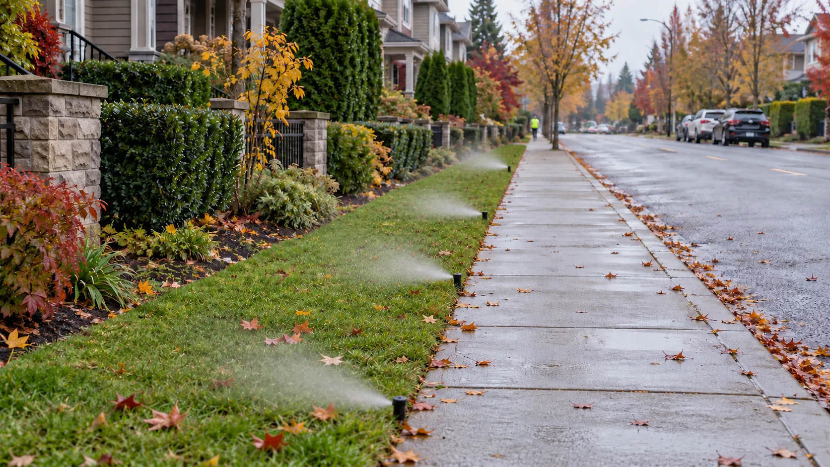 Irrigated landscape in healthy condition