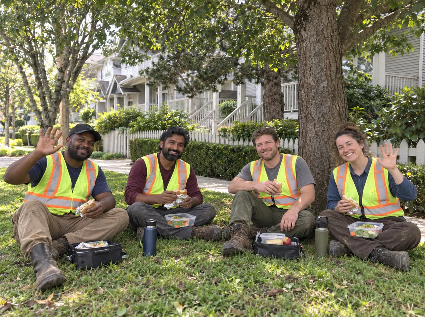 Landscape crew on a lunch break