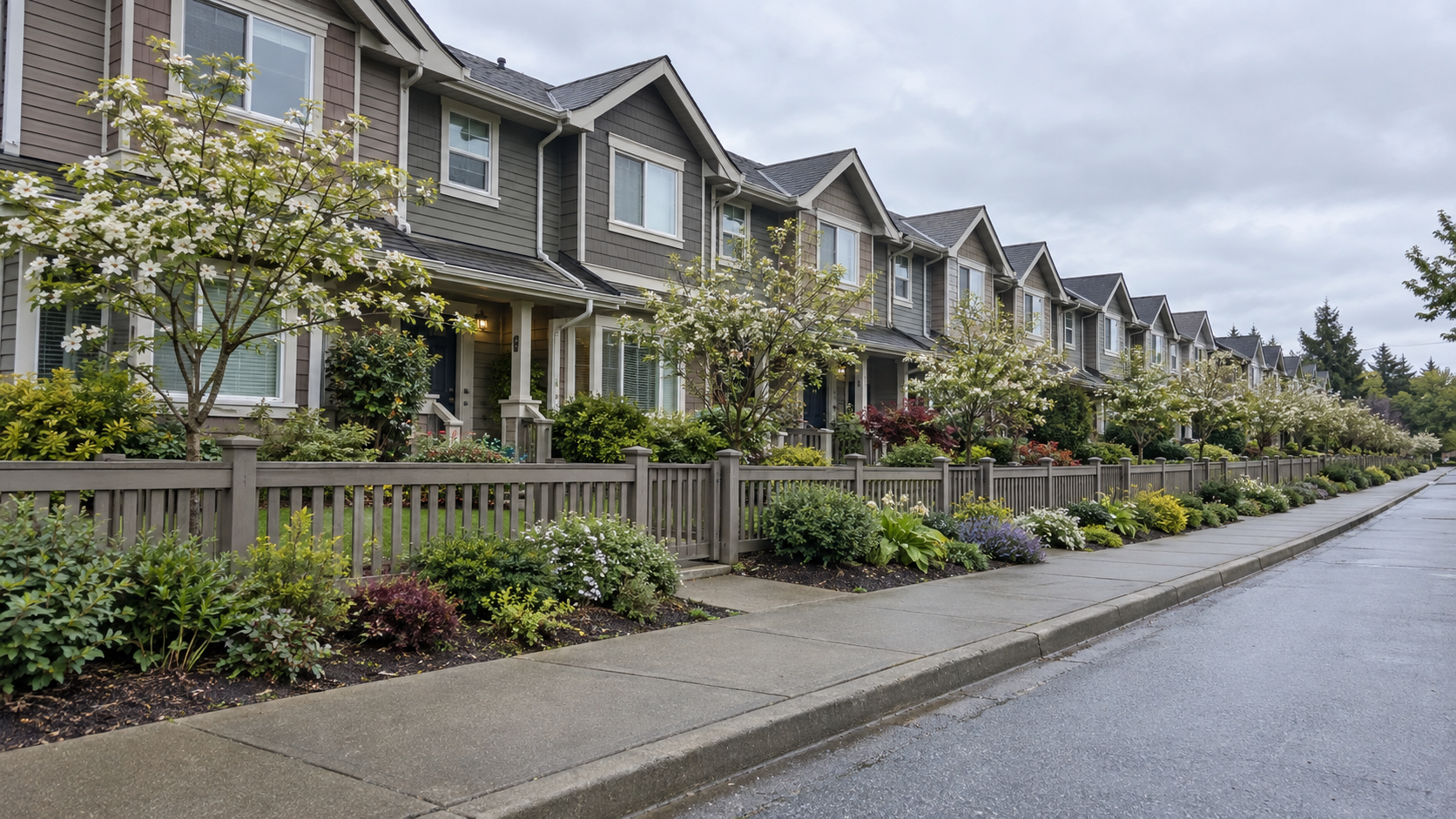 detailed landscaping in new westminster. flowering trees and weed free garden beds