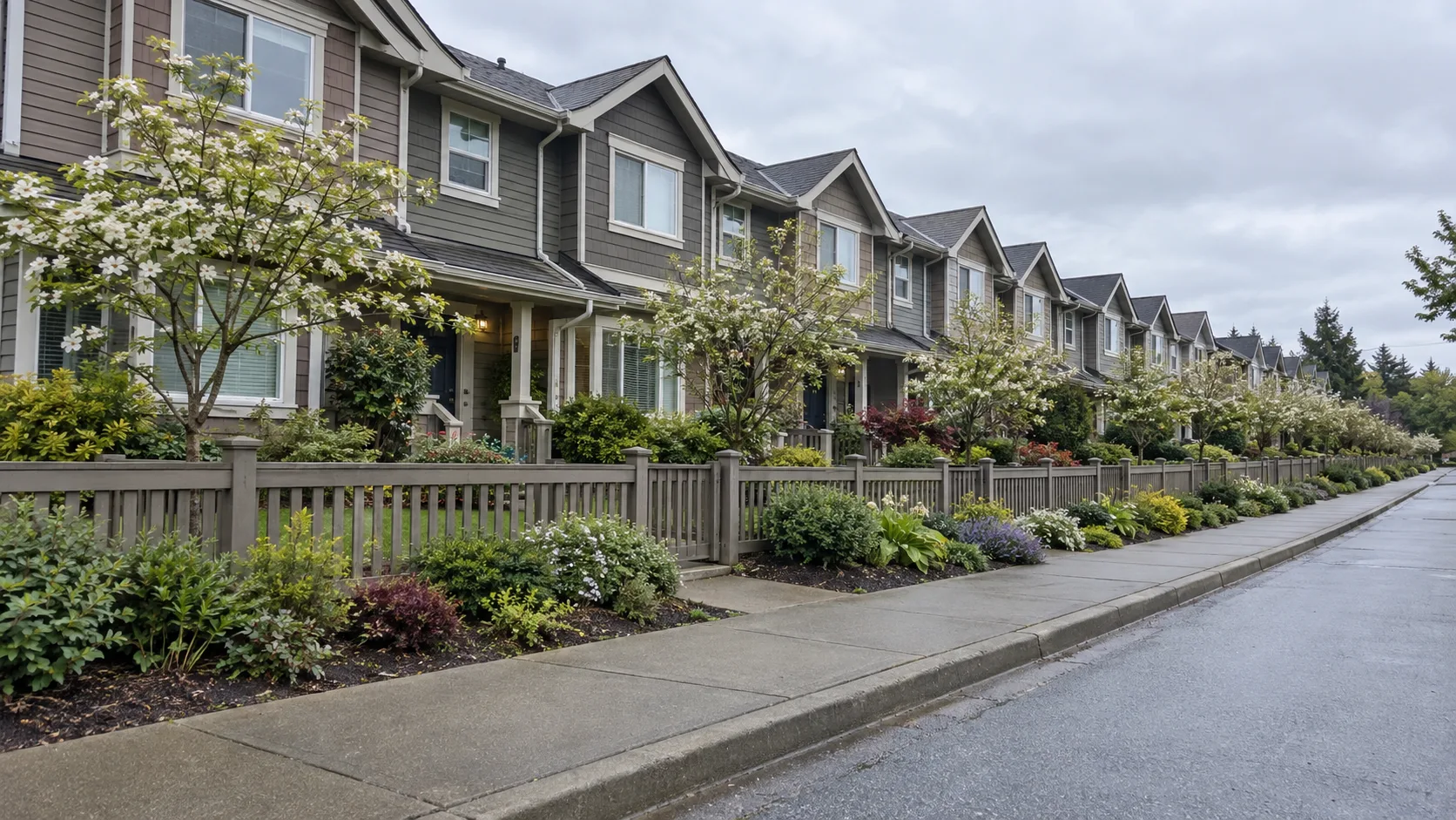 detailed landscaping in new westminster. flowering trees and weed free garden beds